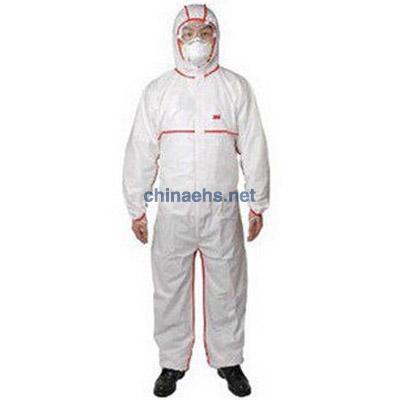 3M 4565 白色帶帽紅色膠條連體防護服